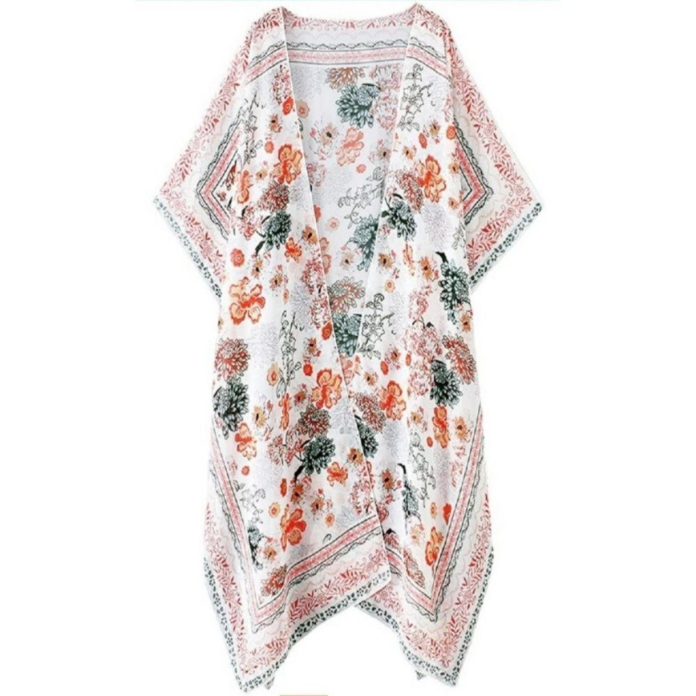 Boho Floral Kimono Duster Cardigan Top - Picture 5 of 7